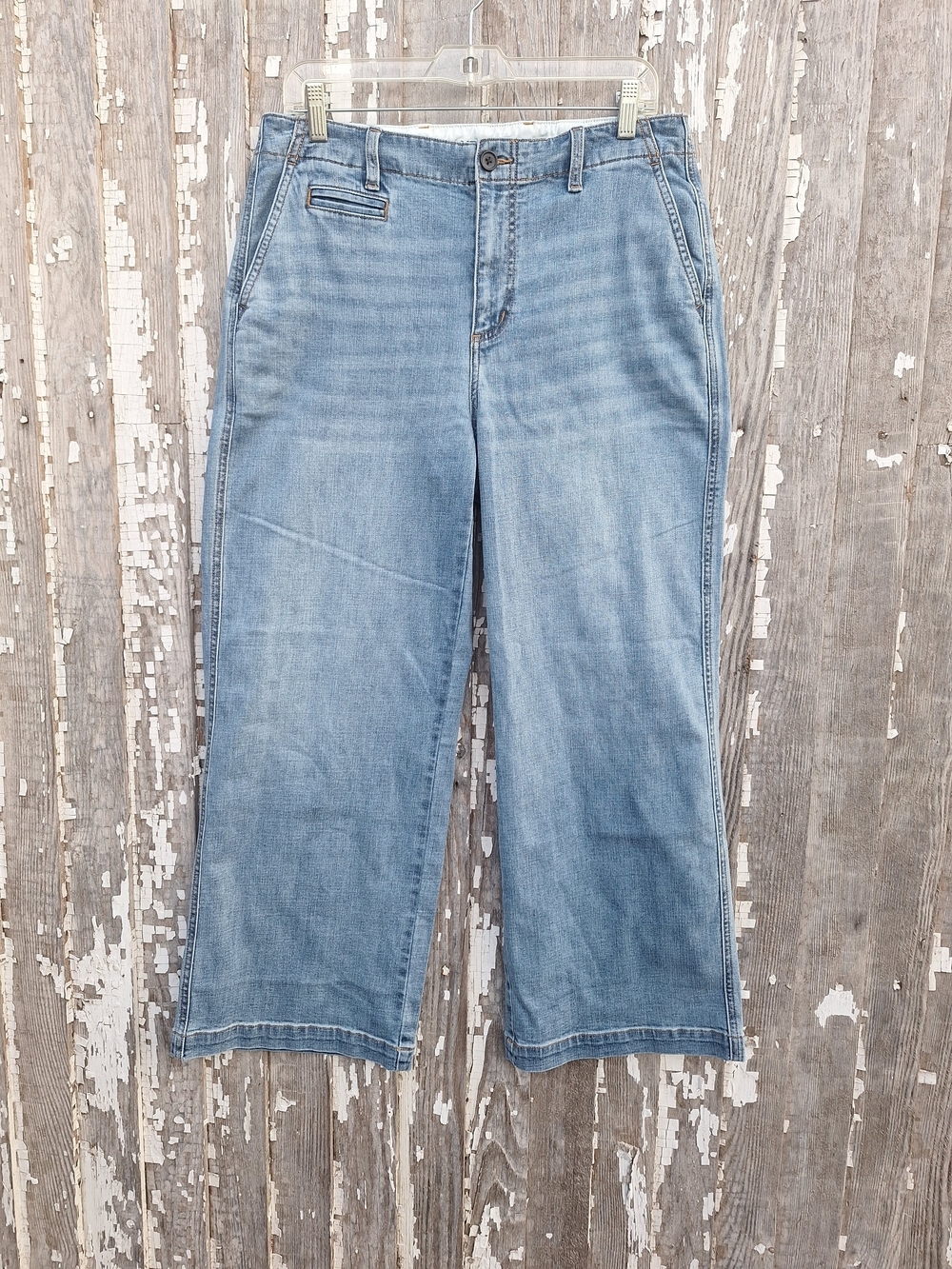 Lands' End Women's Mid Rise Denim Wide Leg Ankle Jeans Size 12